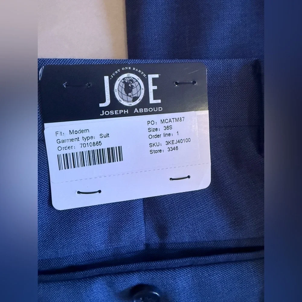 JOE Joseph Abboud Slim Fit Suitnew with tag customized 36S blue formal